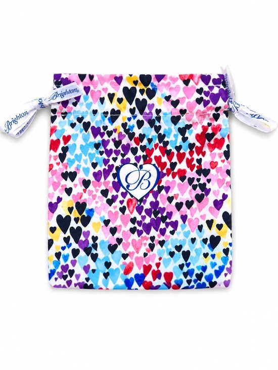 Brighton Handbags - Brighton Colorful Heart Print Drawstring Jewelry Gift Pouch Travel Storage Bag
